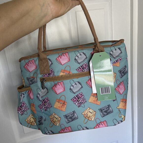 Rongrong Insulated Lunch Tote Bag Purses Pattern picnik work vacation travel - Picture 8 of 9